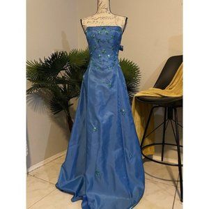 Morgan And Co. Strapless Back Lace-up Long Gown